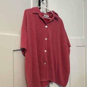Lovely Melody Casual Pink Button-Down Shirt
